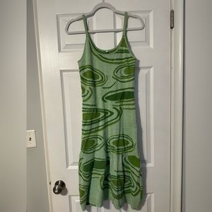 Knit green patterned midi dress